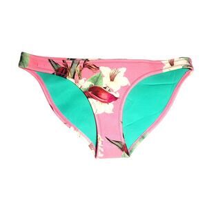 TRIANGL Pink Tropical Floral Print Neoprene Bikini Swim Bottoms Women's XL